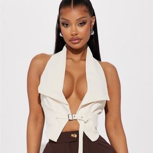 Fashion nova right from wrong cropped vest top - ivory